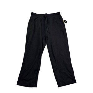 Athletic Works Womens Black Drawstring Capri Pull On Pants Size XS New